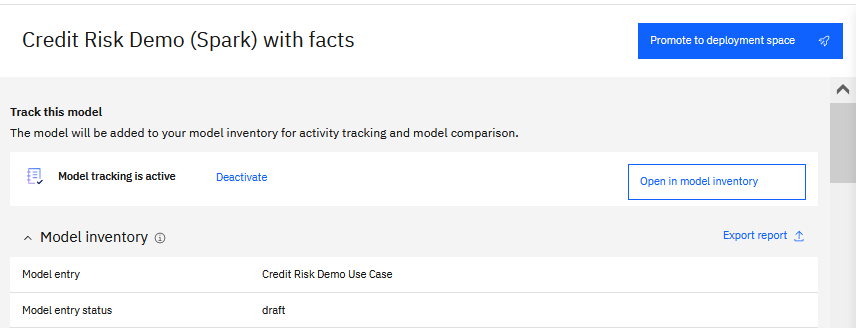 Export a report from model factsheet