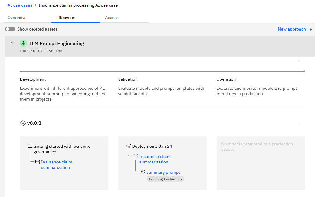 Vewing a factsheet for a tracked prompt template