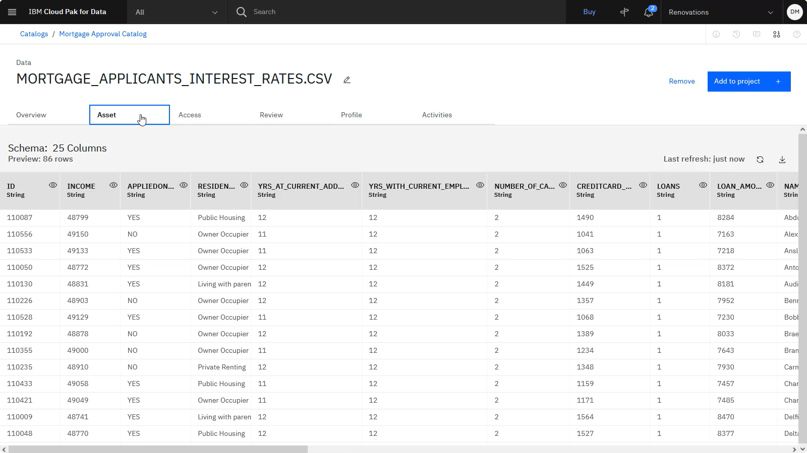 MORTGAGE_APPLICANTS_INTEREST_RATES.CSV file in catalog