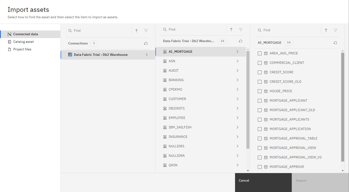 Db2 Warehouse tables