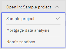 Project list drop down